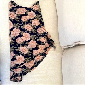 reformation • wrap around ruffle hem skirt floral